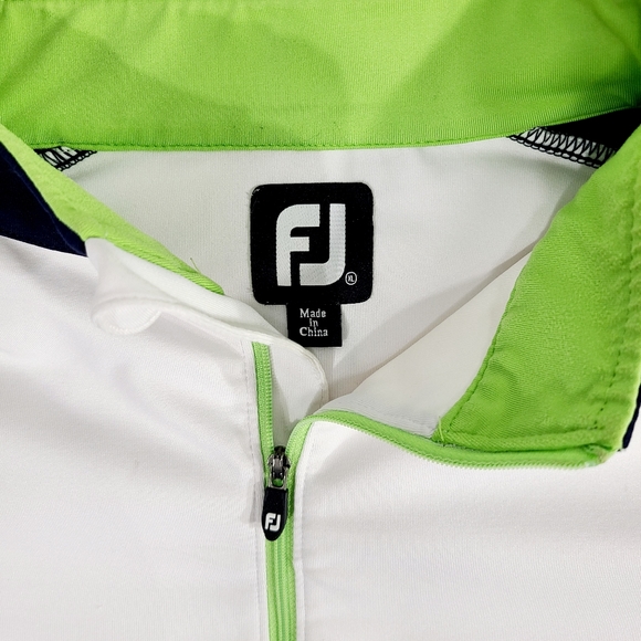 FJ Foot Joy Sport 1/4 Zip Pullover Men XL Blue White Green Long Sleeve BCC Logo - Picture 2 of 11